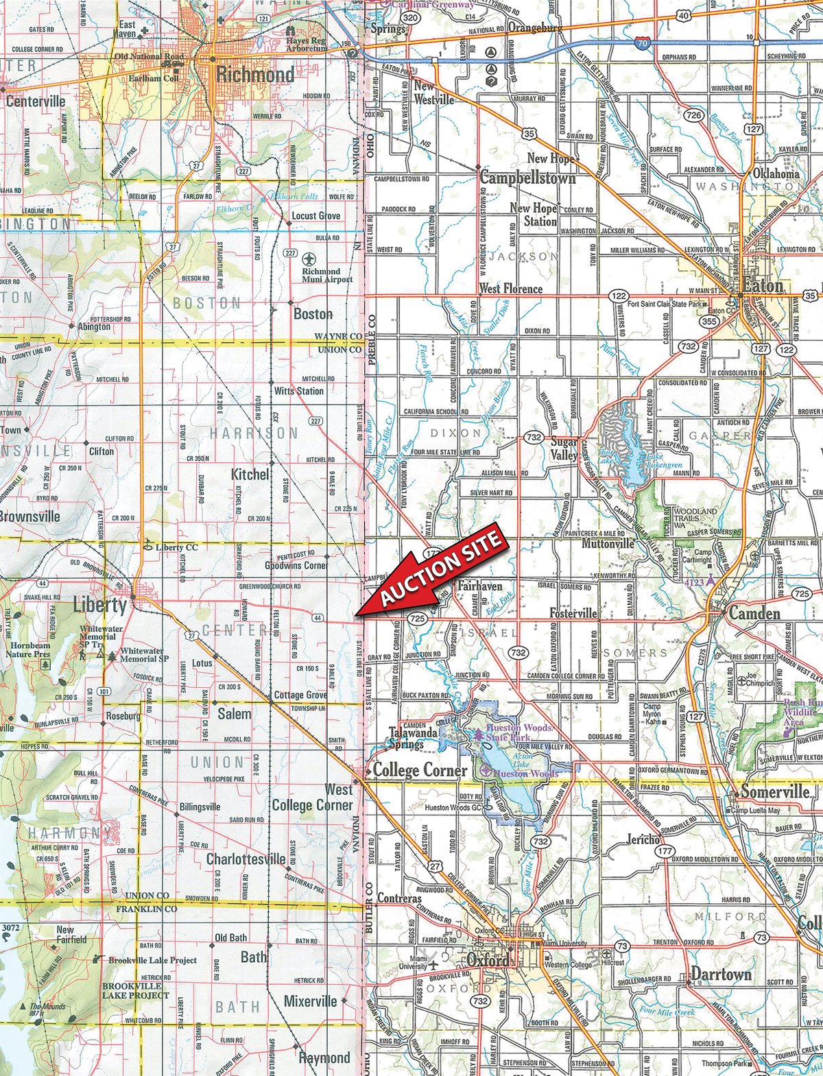 Area map - FARM EQUIPMENT AUCTION IN UNION COUNTY, INDIANA